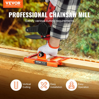 VEVOR - Molino de motosierra, guía de corte vertical de madera con ancho de corte de 2 a 6 pulgadas, accesorio de motosierra portátil de hierro fundido, accesorio de fresado de madera ligero para constructores y carpinteros