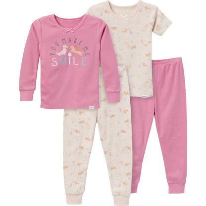 Gerber Baby Girls' Toddler Snug Fit 4-Piece Pajama Set Pantalones de Pijama para bebés y niños pequeños Bebé-Niñas