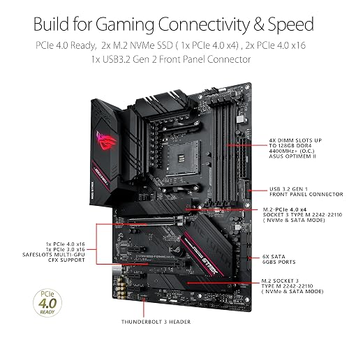 ASUS ROG Strix B550-F Gaming WiFi II AMD AM4 ATX Tarjeta Madre Gaming | AMD AM4 (Ryzen 5000/3000), DDR4 hasta 4800 (OC), 14 fases DrMOS, PCIe 4.0 x16, 2 ranuras M.2, WiFi 6E, LAN Intel 2.5Gb