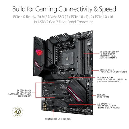 ASUS ROG Strix B550-F Gaming WiFi II AMD AM4 ATX Tarjeta Madre Gaming | AMD AM4 (Ryzen 5000/3000), DDR4 hasta 4800 (OC), 14 fases DrMOS, PCIe 4.0 x16, 2 ranuras M.2, WiFi 6E, LAN Intel 2.5Gb