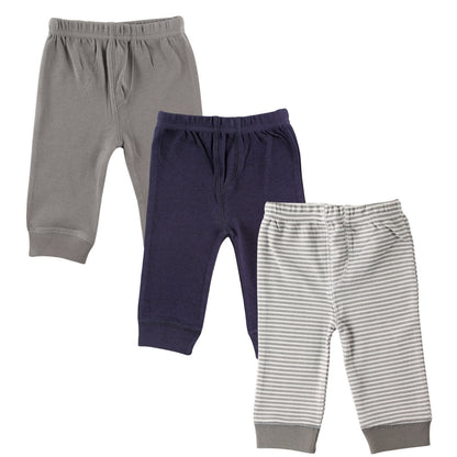 Luvable Friends Paquete de 3 Pantalones con Puño en Cintura y Tobillo, para Bebé - 3 Años - Rayas grises paquete de 3 - 3