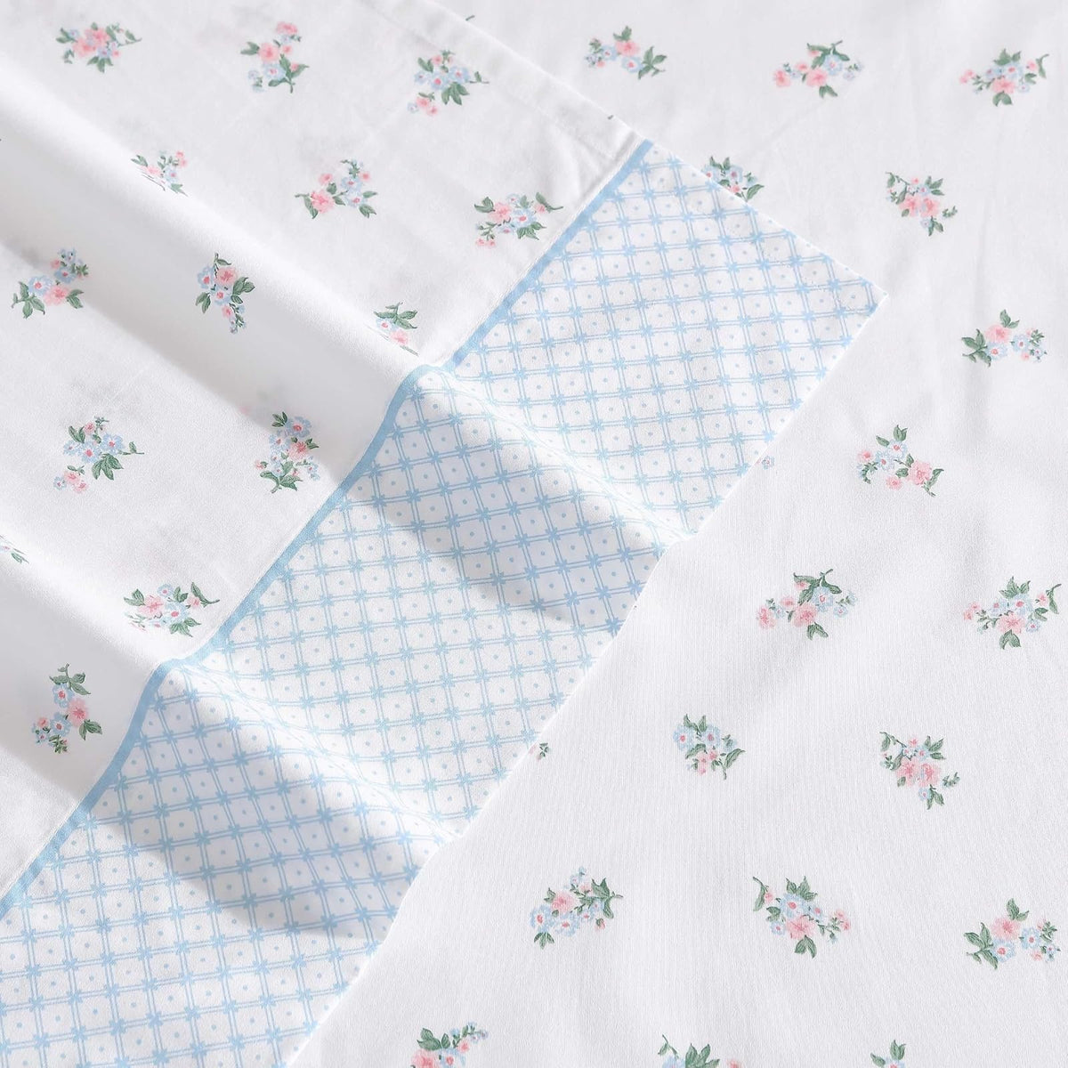 Laura Ashley - Juego de sábanas King de algodón percal Transpirable, 200 Hilos, decoración Floral para el hogar (Rosa, King)