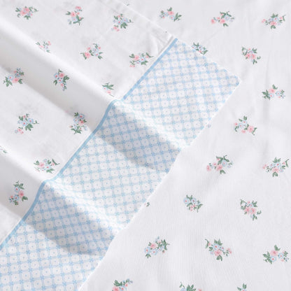 Laura Ashley - Juego de sábanas King de algodón percal Transpirable, 200 Hilos, decoración Floral para el hogar (Rosa, King)
