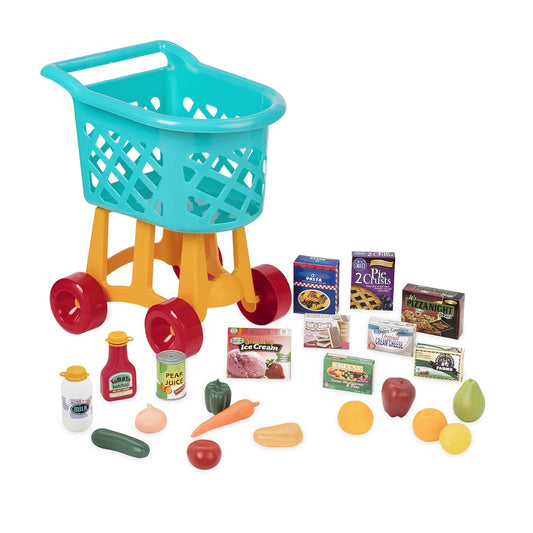 Battat Carrito de Compras de Juguete con Alimentos