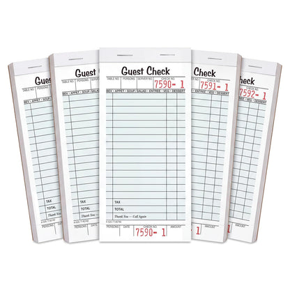 Adams Guest Check Pads, Single Part, Perforated, White, 3-2/5" x 6-3/4", 50 Sheets/Pad, 5 Pads/Pack (525SWMT)