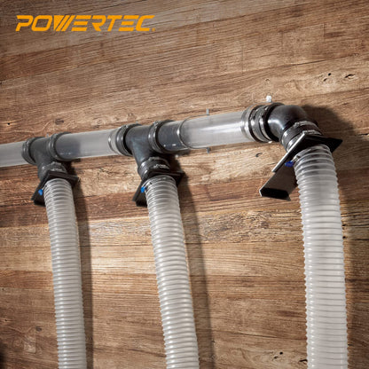 POWERTEC 70183 - Codo de 45 grados de plástico ABS en ángulo recto (negro)