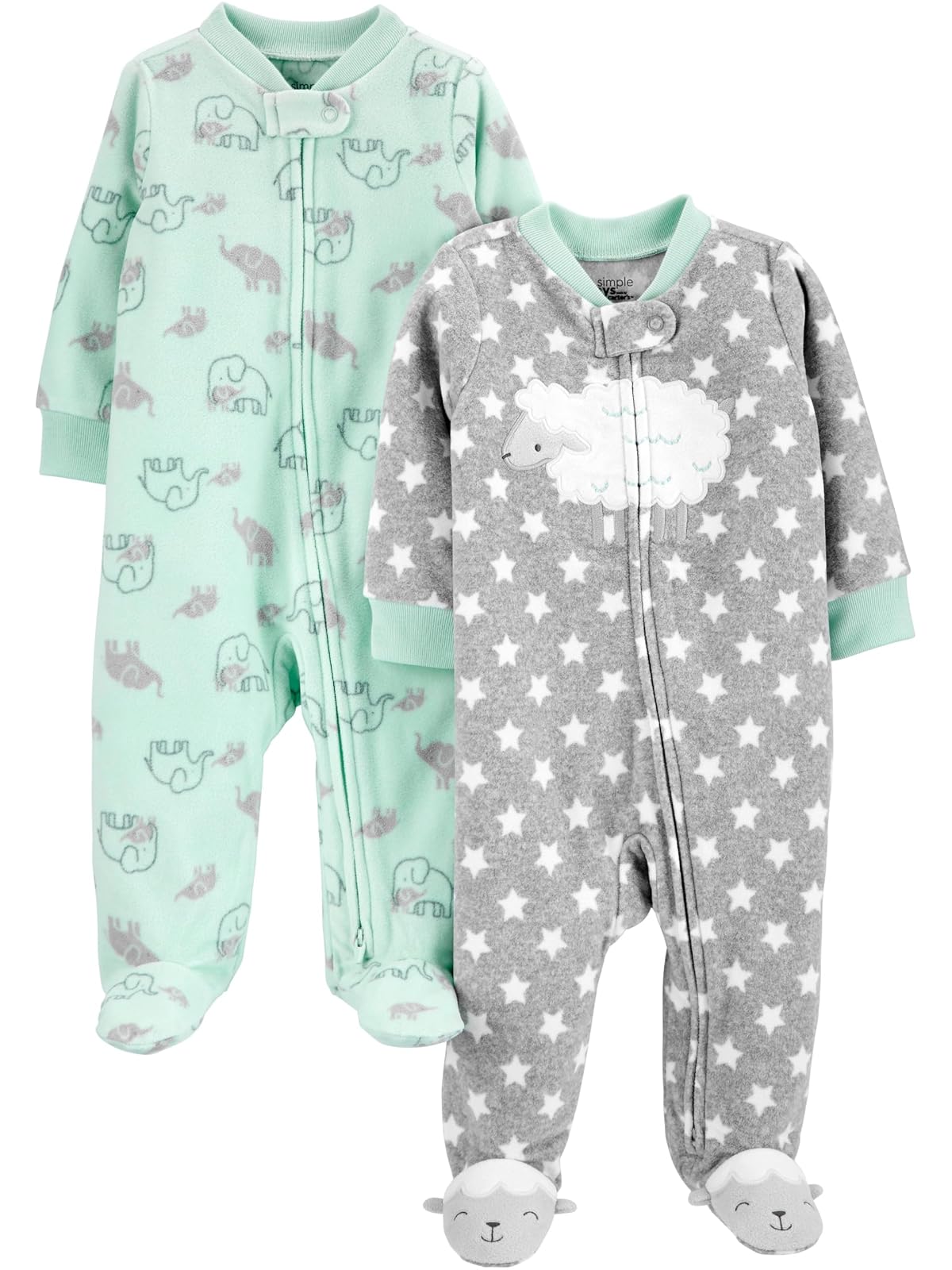 Simple Joys by Carter's Paquete de 2 Mamelucos de Forro Polar Neutro para Dormir y Jugar Dormir para bebés y niños pequeños bebés Unisex