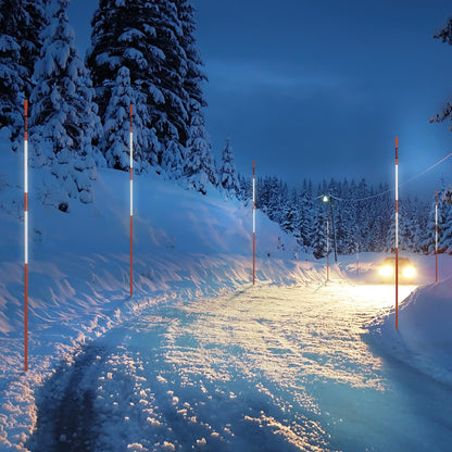 VEVOR Marcadores de Entrada 100 PCS Estacas de Nieve Naranja Fibra de Vidrio 0,78x121,5 cm Instalación de Tira Reflectante de Alta Visibilidad Broca de Acero 30 cm Protectores para Estacionamientos