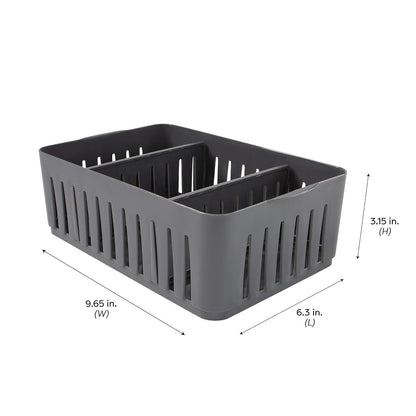 Simplify - Contenedor apilable de 3 Compartimentos con divisores Ajustables, Organizador de cajones, Cesta de Almacenamiento, Buena para Oficina, Suministros de computadora, recámara, baño,