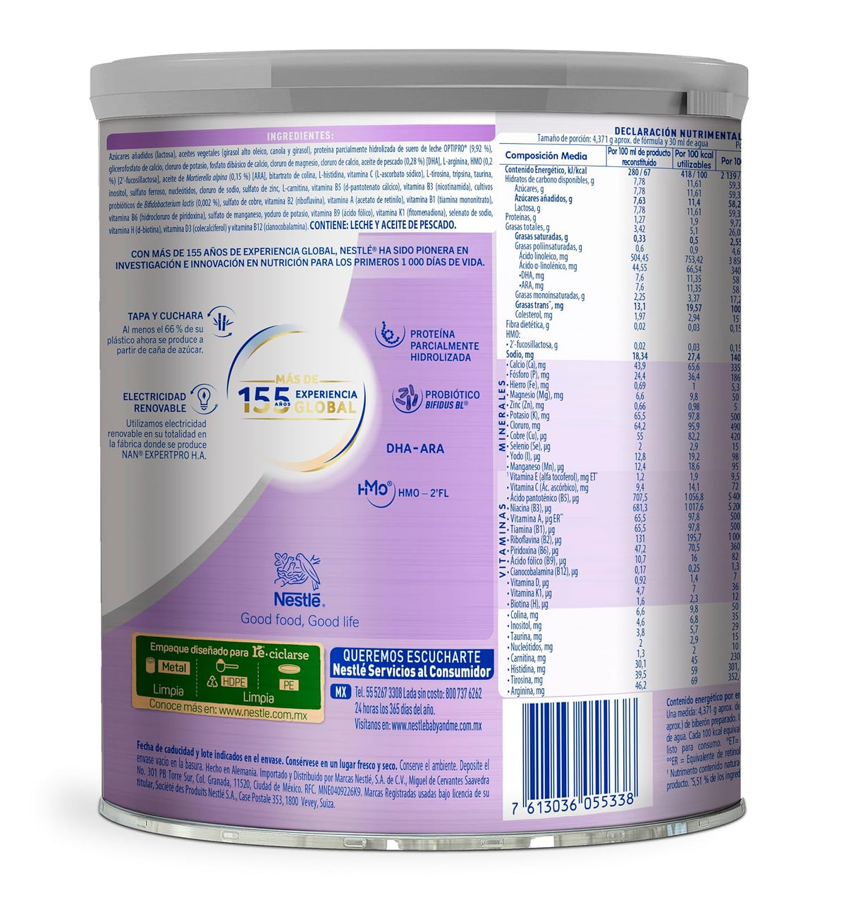 NAN Expert Pro H.A. Fórmula Para Lactantes Con Hierro Probióticos Lata 800g