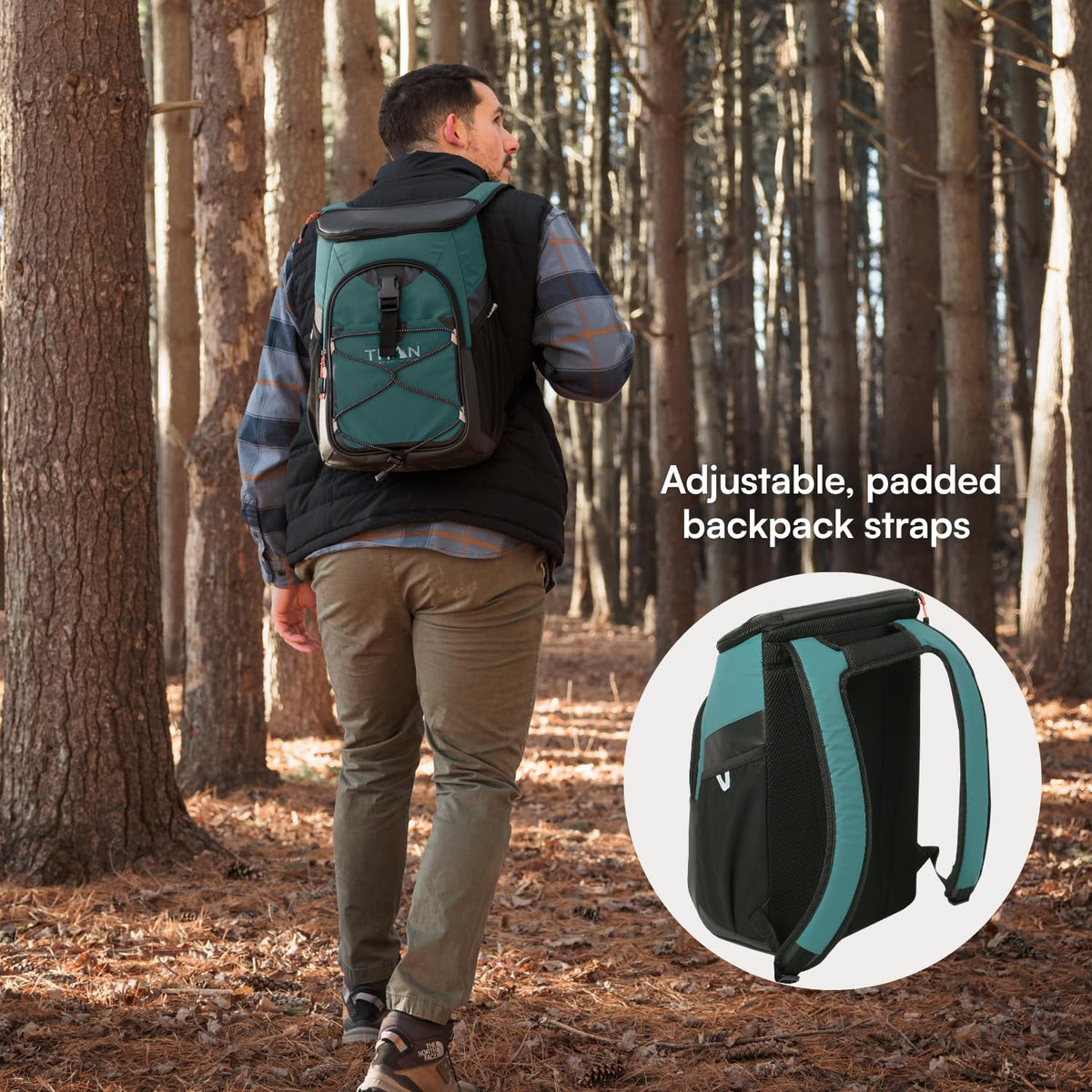 Titan by Arctic Zone - Mochila enfriadora, Bolsa aislada de Lado Suave con Forro a Prueba de Fugas y Correas Acolchadas, para Almuerzo, Picnic y Viajes, Capacidad de 24 latas