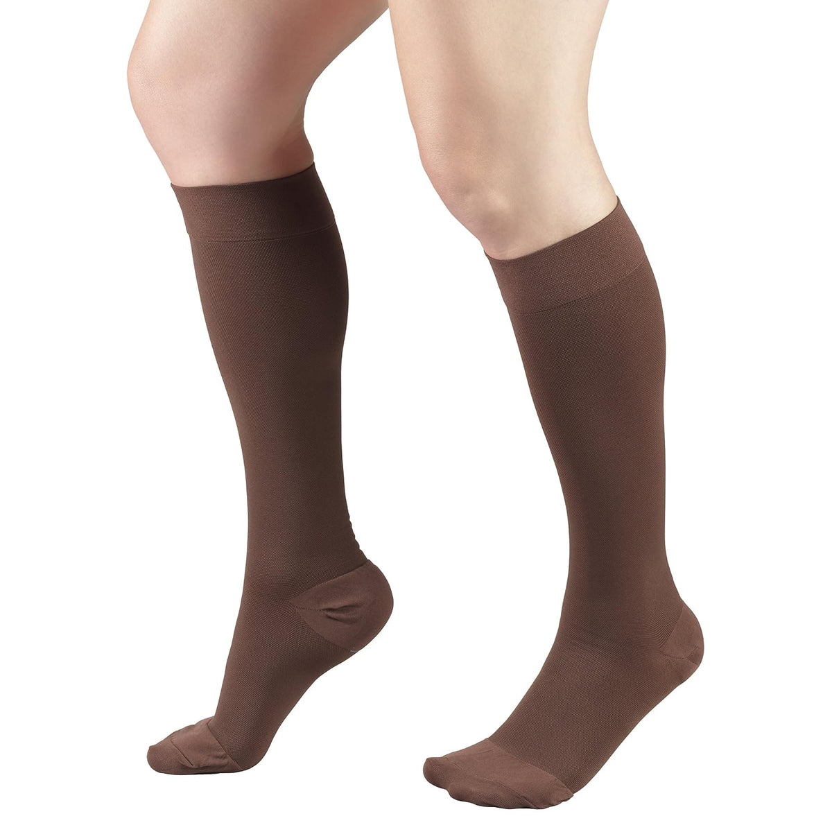 Truform 20-30 mmHg Compression Stockings for Men and Women, Knee High Length, Closed Toe, Brown, X-Large