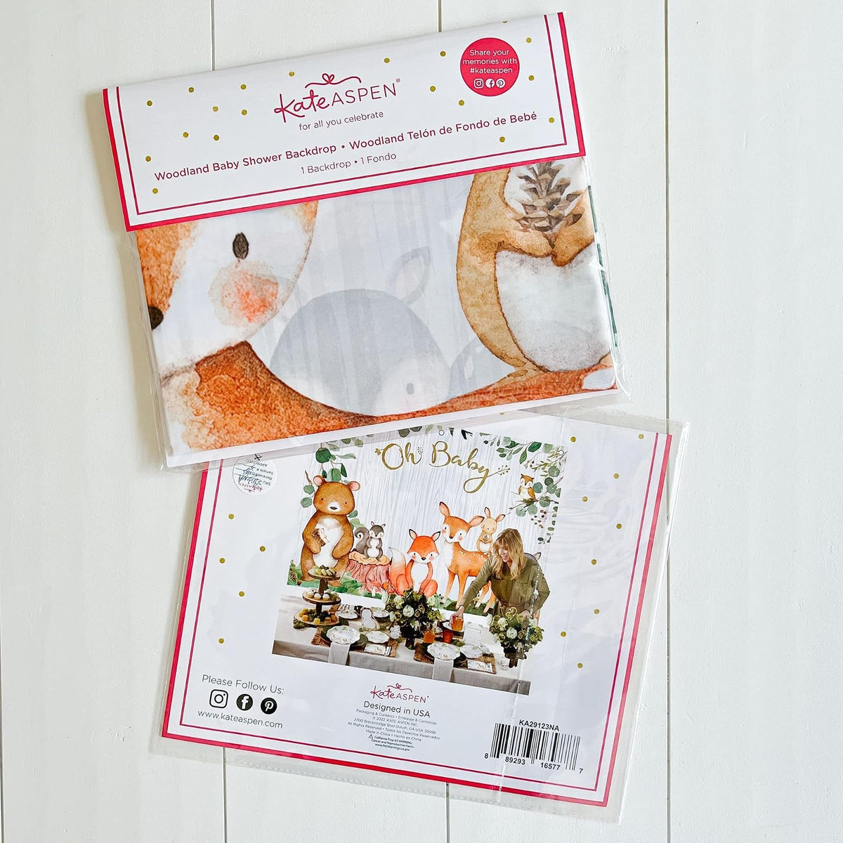Kate Aspen Woodland - Decoración para baby shower, telón de fondo para fotos, foto y cabina de fotos, decoración de guardería