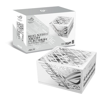 ASUS ROG Strix 1000W Platinum White Edition (Fuente de alimentación Totalmente Modular, 80 Plus Platinum Certificado, ATX 3.1, GAN MOSFET, estabilizador de Voltaje Inteligente Patentado GPU-First