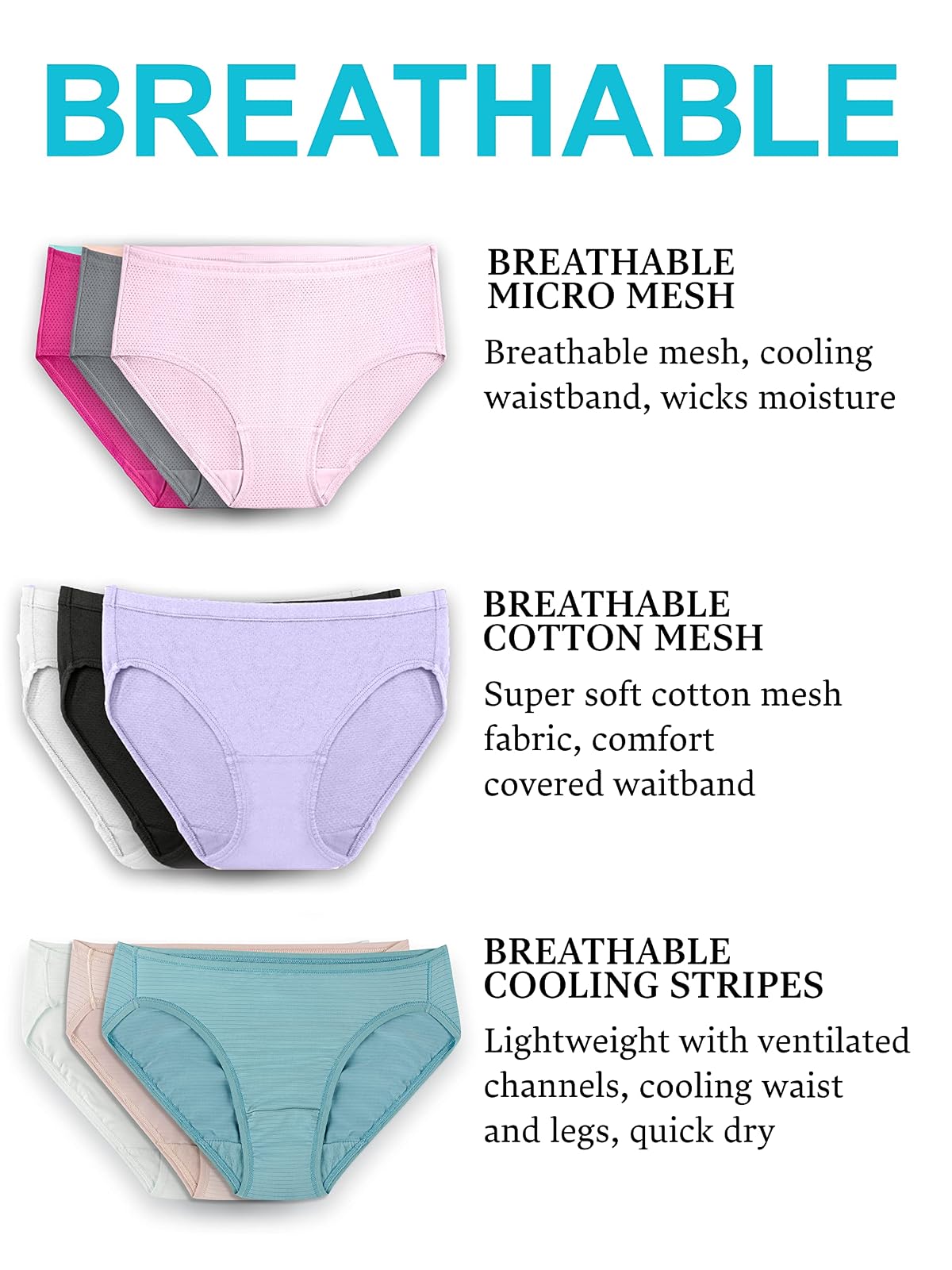 Fruit of The Loom Pantaleta Transpirable de Algodón Pack de 6 para Mujer