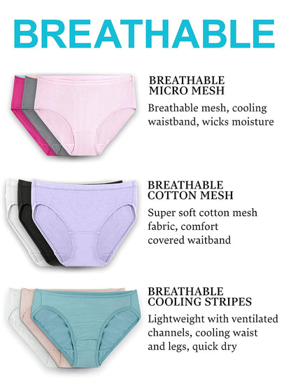 Fruit of The Loom Pantaleta Transpirable de Algodón Pack de 6 para Mujer