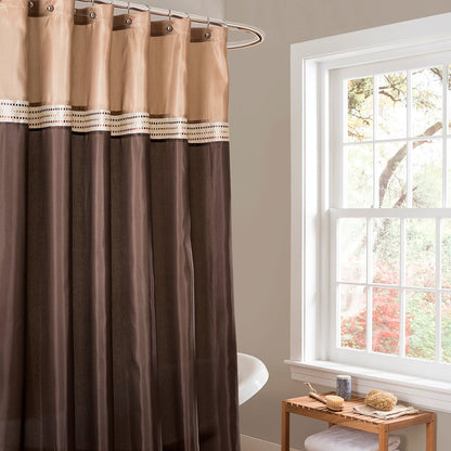 Lush Decor Terra Cortina de Ducha, 72 por 182.9 cm, Color café y Beige