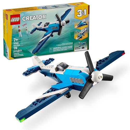 LEGO® Creator 3en1 Aeronave: Avión de Carreras Juguete de construcción transformable en un Jet o un helicóptero, Idea de Regalo para niños y niñas de 7 años o más 31160