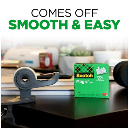 Scotch Magic Tape, invisible, suministros de oficina en casa y suministros de regreso a la escuela para la universidad y las aulas, 6 rollos