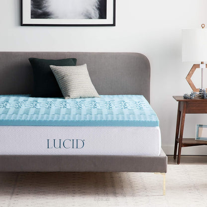 Lucid Colchoneta de Memory Foam con Gel 7.5 cm, Queen - 5 cm - Gel - 137 x 203 cm
