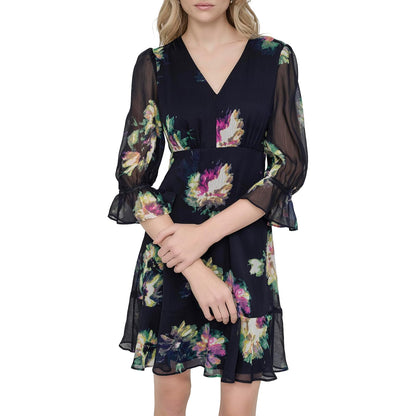DKNY - Vestido Midi con Mangas voladas para Mujer