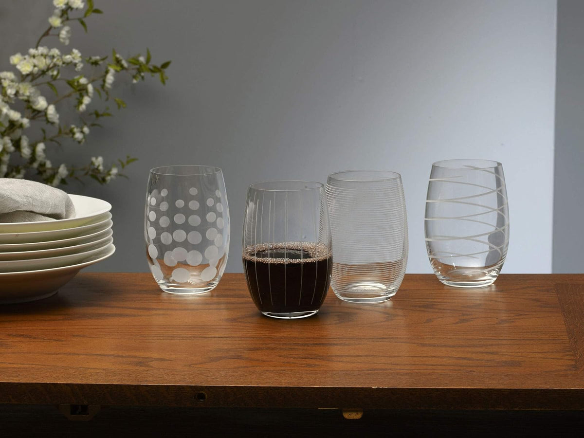 Mikasa Cheers - Copas de vino (4 unidades), Vaso de vino sin tallo, Transparente, Paquete de 4, 1