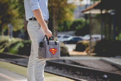 PICNIC TIME DC Comics Superman On The Go - Bolsa de almuerzo suave con enfriador, bolsa de almuerzo aislada (gris jaspeado)