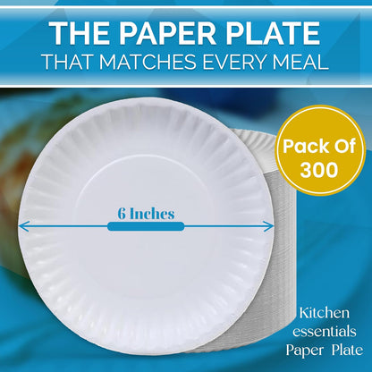 Perfectware - Kitchen Essentials - Plato de papel de 6 a 300 pulgadas, color blanco (300 unidades/paquete)