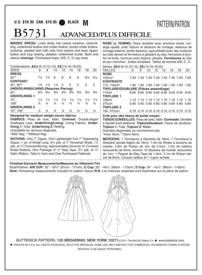BUTTERICK PATTERNS B5731 Vestido de Mujer Talla A5 (6-8-10-12-14)