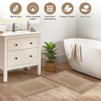 Superior, 100% Premium Long-Staple Combed Cotton, 2 Piece Bath Mat Set, Taupe