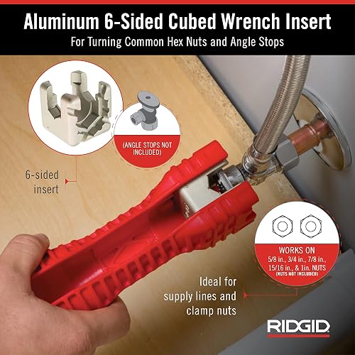 RIDGID - Herramienta para Instalar Grifos EZ Change, Llave Multifuncional de Plomería para Fregadero, Instalación Rápida en Espacios Reducidos