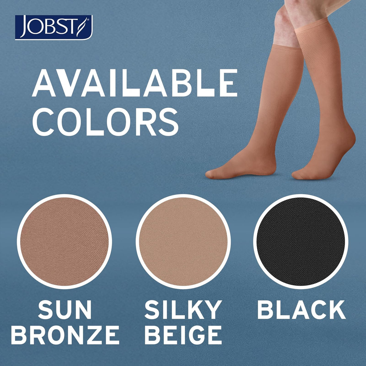 Jobst Activa Calcetines de Compresión Opacos 15-20 mmHg hasta la Rodilla Puntera Cerrada Bronce Solar Talla L