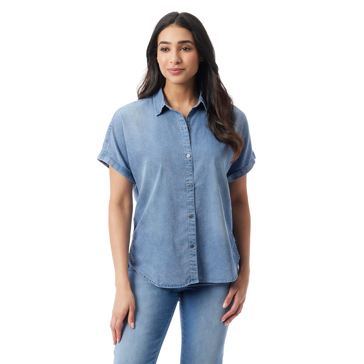 Gloria Vanderbilt Daisy - Camisa de Manga Corta con Botones para Mujer