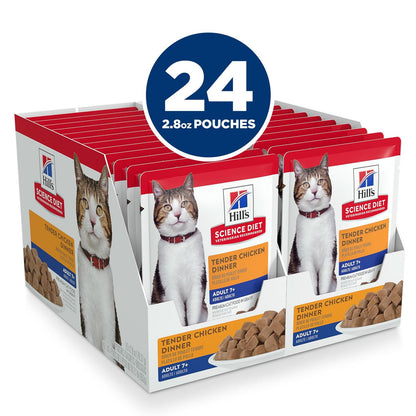 Hill's Science Diet Alimento Húmedo para Gato Adulto Pollo 24 Pack 79G | Alimento húmedo Hill's para gato, pollo real, digestión saludable, sistema inmunológico fuerte, omega-6 y vitamina E