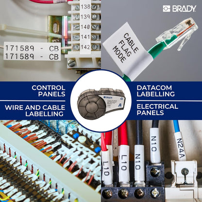 Brady PermaSleeve mangas termorretráctiles para marcar cables de poliolefina (M21-187-C-342) - Mangas negras sobre blancas - Compatible con impresoras BMP21-PLUS, IDPAL y LABPAL - 7 pies de largo, 0.645 pulgadas de ancho