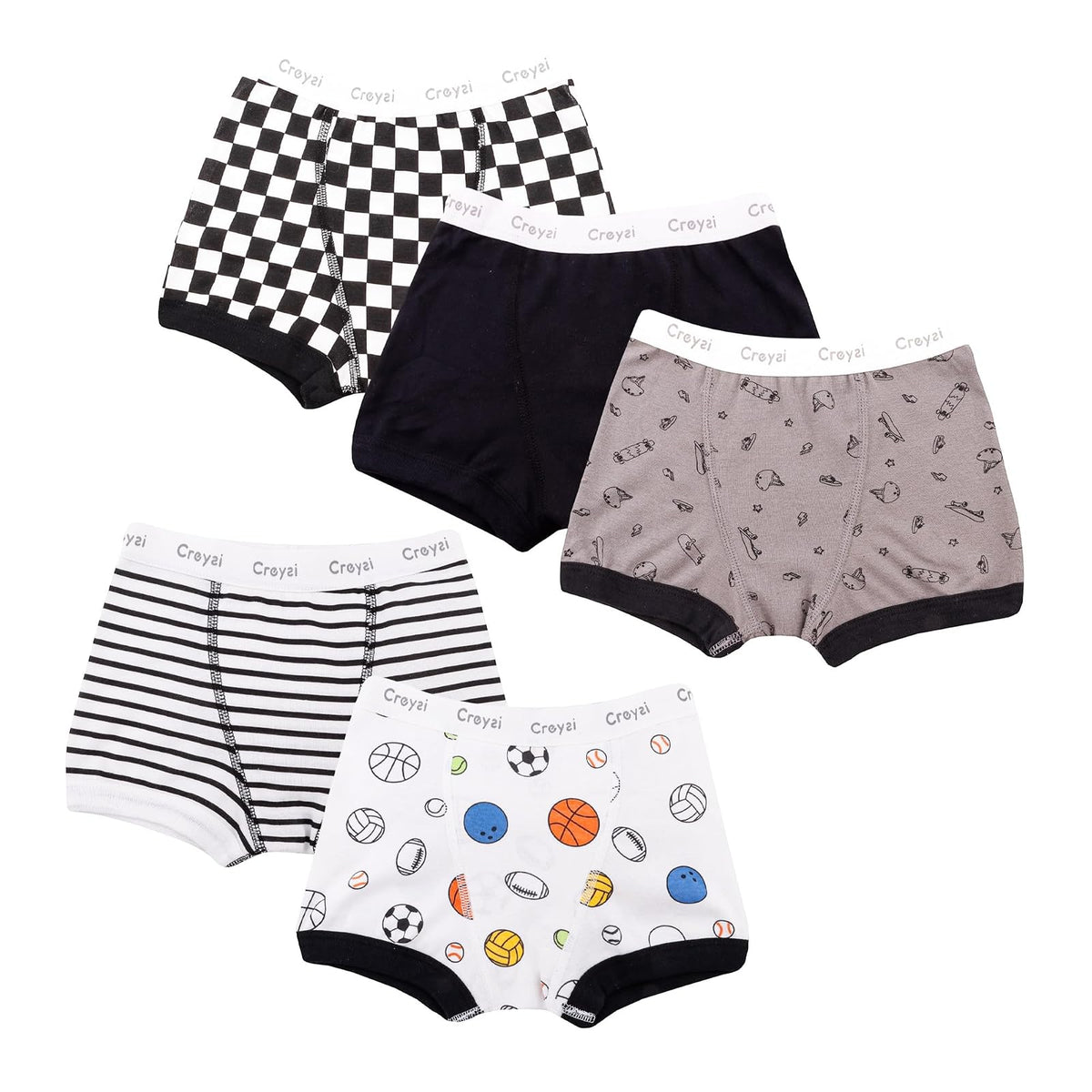 Baby Creysi Paquete de 5 Bóxers Brief de Algodón Hipoalergénico para Niño Calzón Básico en Tejido Cardigan Suave
