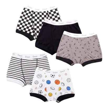 Baby Creysi Paquete de 5 Bóxers Brief de Algodón Hipoalergénico para Niño Calzón Básico en Tejido Cardigan Suave