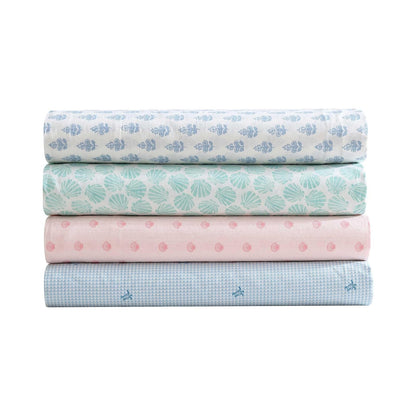 Laura Ashley - Juego de sábanas matrimoniales, algodón percal, Ligero y Transpirable para decoración del hogar (Azul [Turtle Gingham Blue], matrimonial)