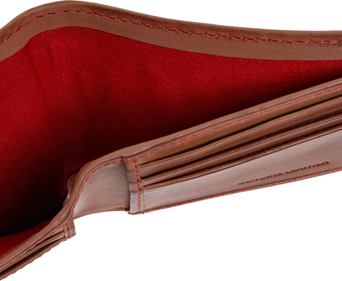 Rawlings Bifold Wallet Collection para hombre, café | Costura de béisbol, compacto, Rawlings | Colección de Bifold para hombre | piel auténtica | Múltiples estilos y colores
