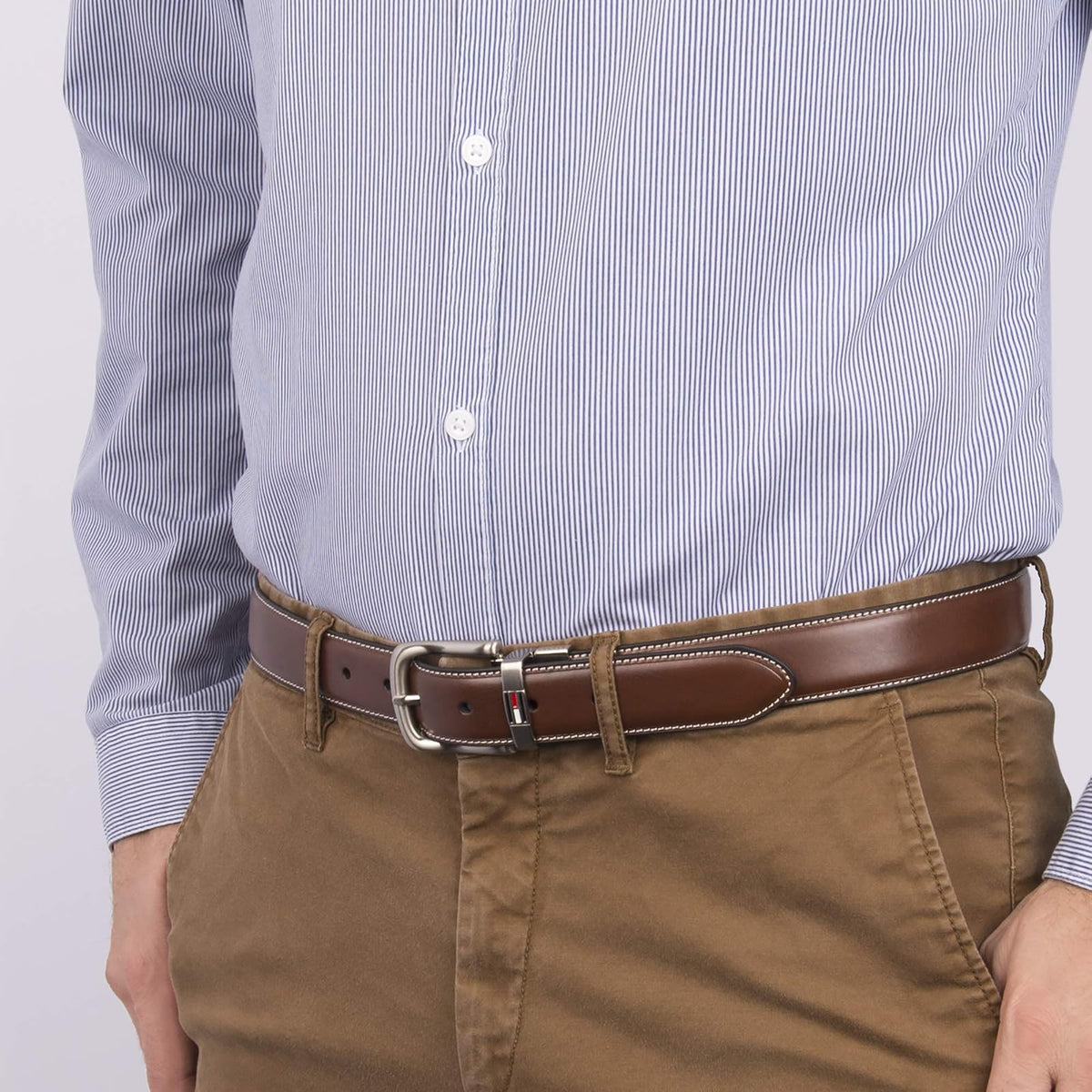 Tommy Hilfiger Cinturón reversible de piel para hombre (con tallas grandes y altas)