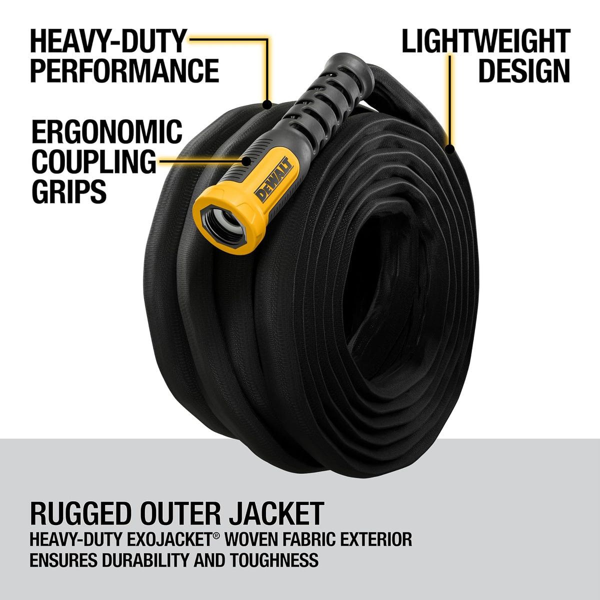 DEWALT DXMH3302 - Manguera de jardín de tela de grado profesional resistente de 50 x 5/8 pulgadas