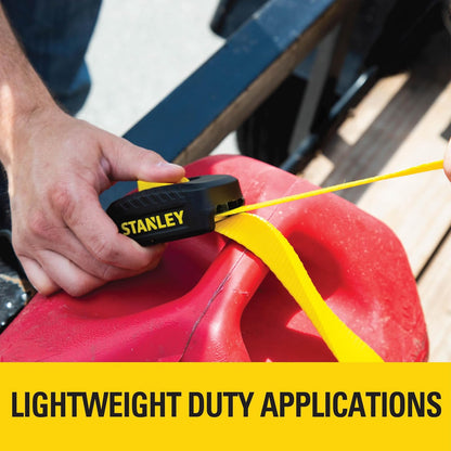 STANLEY S2001 - Correas de Amarre con Hebilla de Leva de 1 Pulgada x 10 pies, Color Negro y Amarillo - Carga de Trabajo Segura de 400 Libras, Resistencia a la Rotura de 1 Libra, Paquete de 2