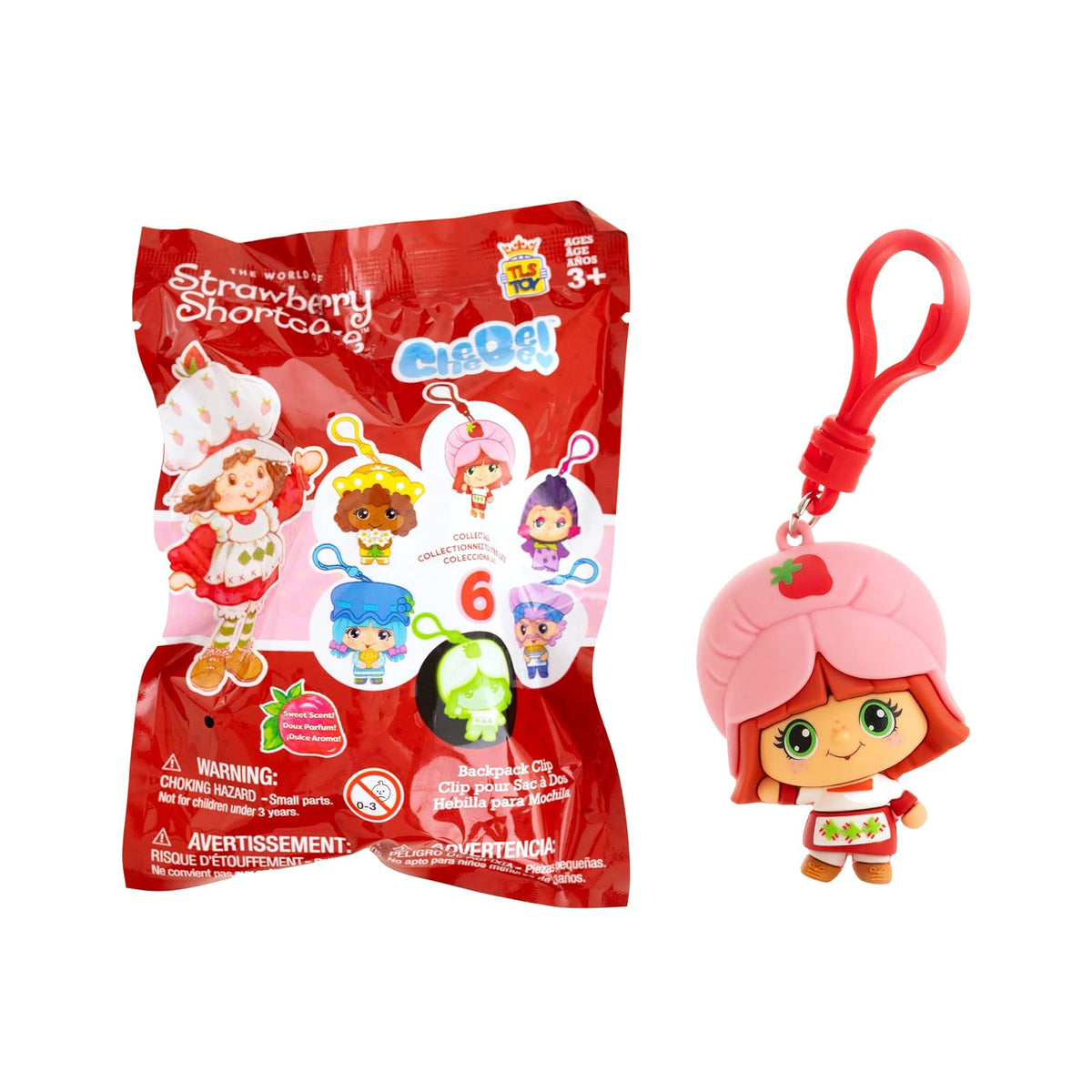 The Loyal Subjects - Llavero con diseño de Pastel de Fresa con Aroma Dulce de 2.5 Pulgadas, Paquete de 3 Unidades – Recibe 3 Bolsas para ciegas misteriosas Cheebee Llavero/Mochila/Cifras de Clip
