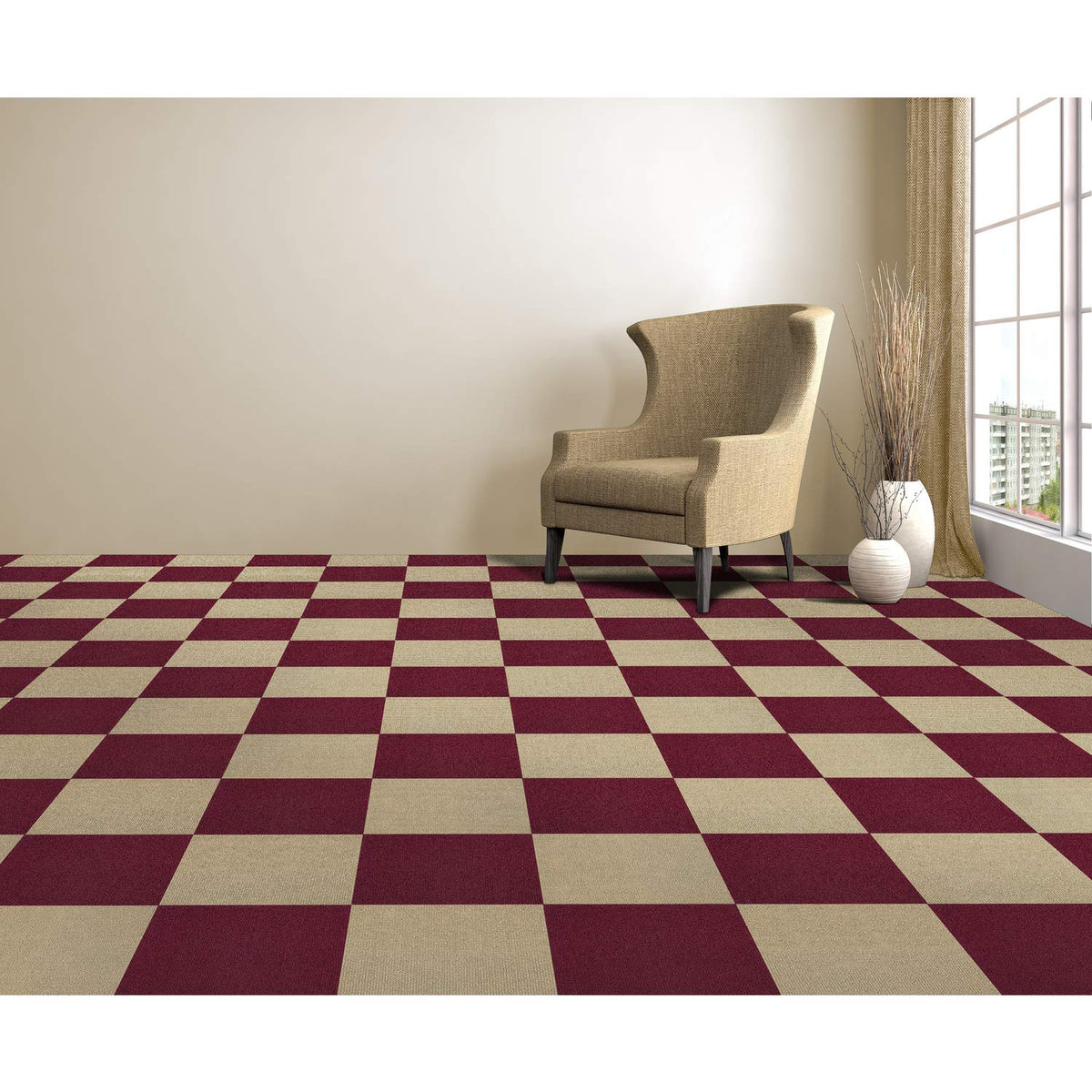 Achim Home Furnishings Nexus Borgoña 30,5 x 30,5 cm Alfombra Autoadhesiva para azulejos, Borgoña