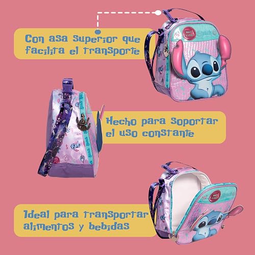 Ruz Lonchera Infantil y Preescolar | Stitch | 100% Poliéster Capacidad 3 Litros | Lonchera con Diseño para Niños con Compartimento Interno y Cierre de Cremallera | Recomendado desde 3 años