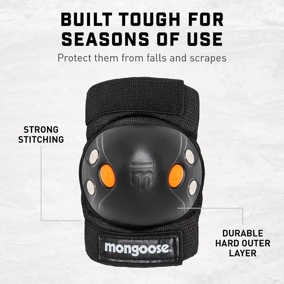 Mongoose Youth BMX - Juego de rodilleras y coderas de gel para bicicleta, equipo protector multideportivo, varios colores