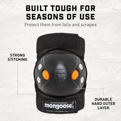 Mongoose Youth BMX - Juego de rodilleras y coderas de gel para bicicleta, equipo protector multideportivo, varios colores