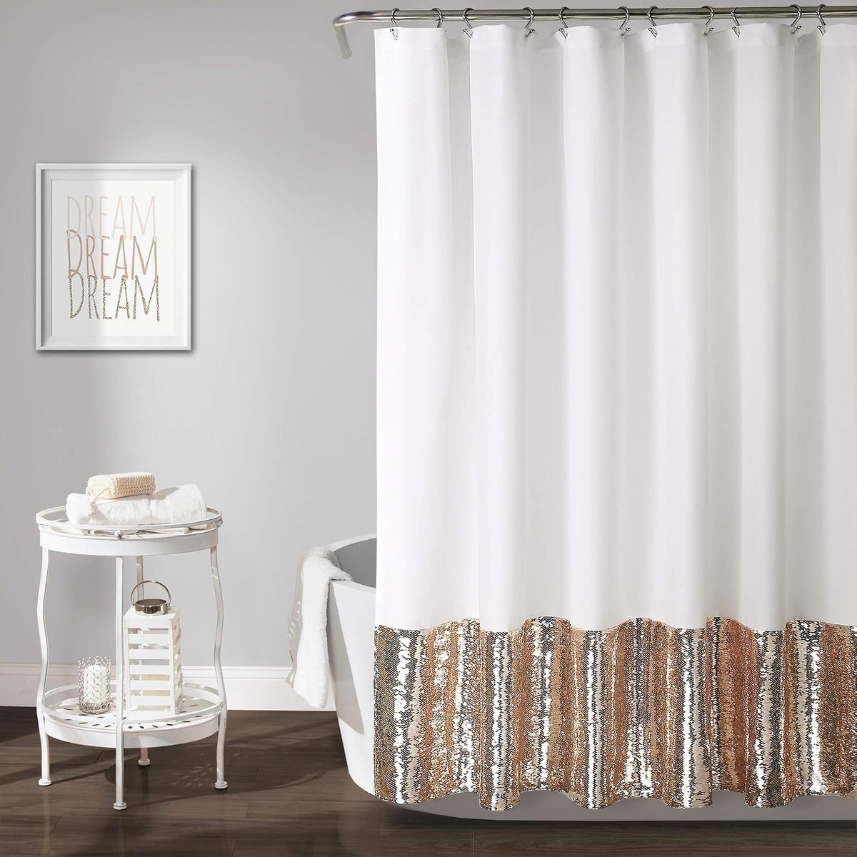 Lush Decor Cortina de Ducha con Lentejuelas de Sirena, 182,9 x 182,9 cm, Azul y Blanco, Azul y Blanco, 72" x 72", 1