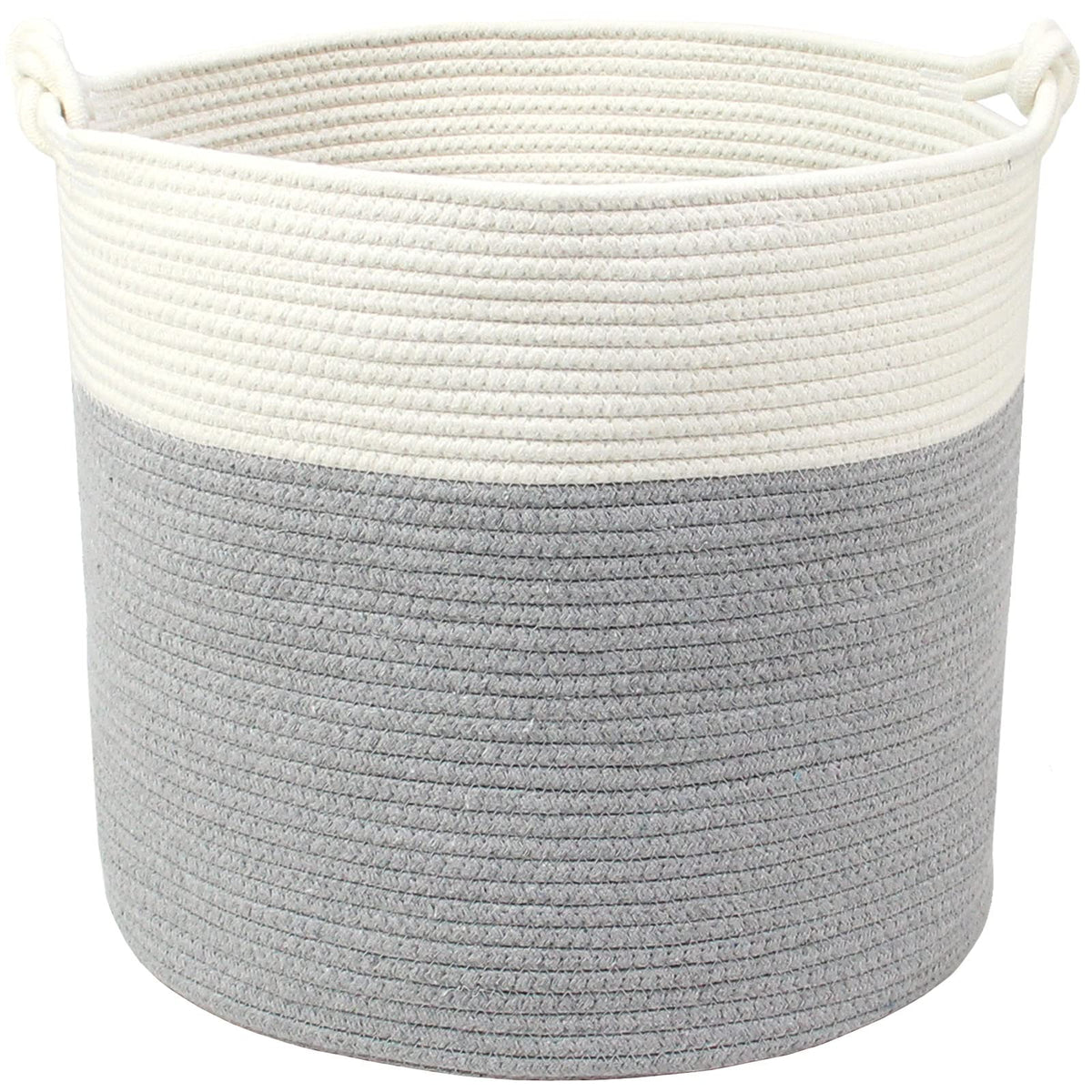 Casaphoria - Cesta de cuerda de algodón tejida con asa para recámara, cesta redonda de almacenamiento para baño, cesta de manta grande para sala de estar, cesta de lavandería alta tejida para