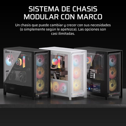 Corsair Frame 5000D RS ARGB Caja Modular Mid-Tower de Gran Flujo de Aire para PC – 4X Ventiladores RS Preinstalados, Sistema de Montaje de Ventiladores InfiniRail – Blanc